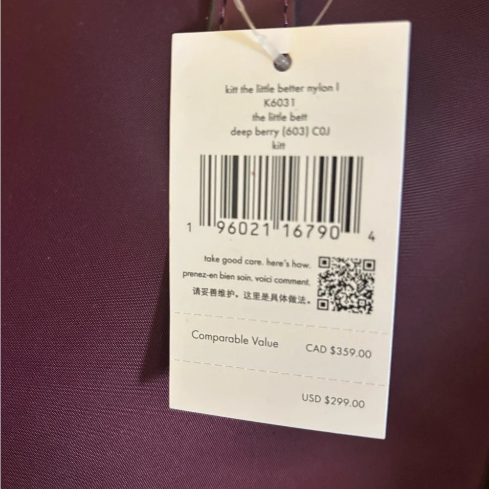 Kate Spade New York “The Bridle” Better Nylon Tote – Deep Berry | NWT